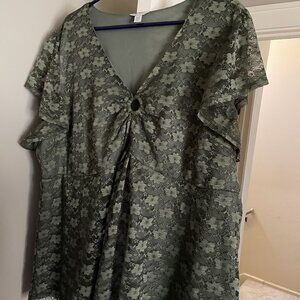 Cato Olive Green Lace Blouse